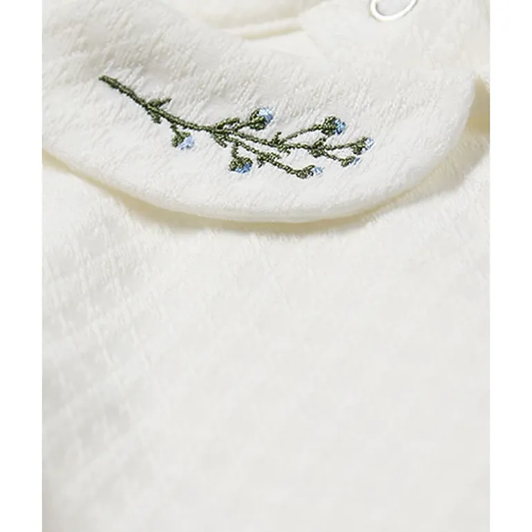 MeMoi Baby Unisex "Blue Buds Sweetest Bloom" Cotton/Rayon Embroidered Footie