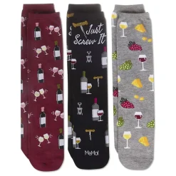MeMoi Boxed Wine 3 Pack Gift Set Crew Socks