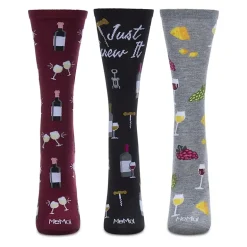 MeMoi Boxed Wine 3 Pack Gift Set Crew Socks