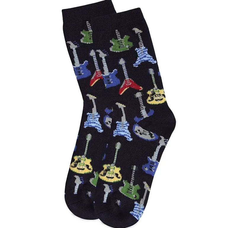MeMoi Boys' Guitar Rayon from Bamboo Blend Crew Socks
