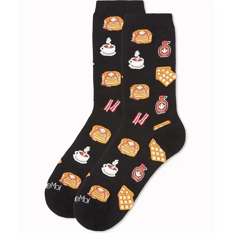 MeMoi Breakfast of Champions Bamboo Blend Crew Socks