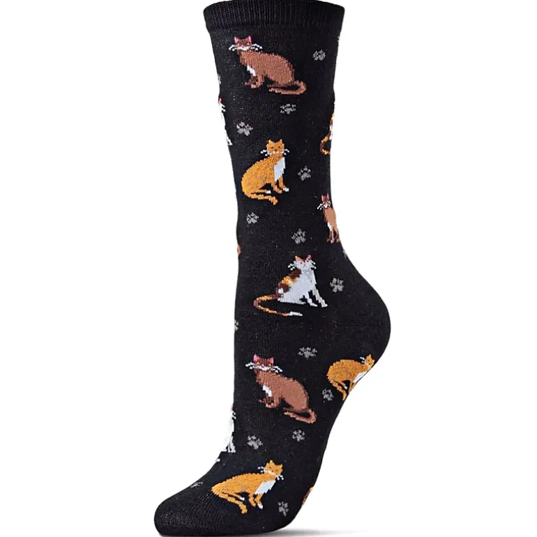 MeMoi Cats & Friend Bamboo Blend Crew Socks