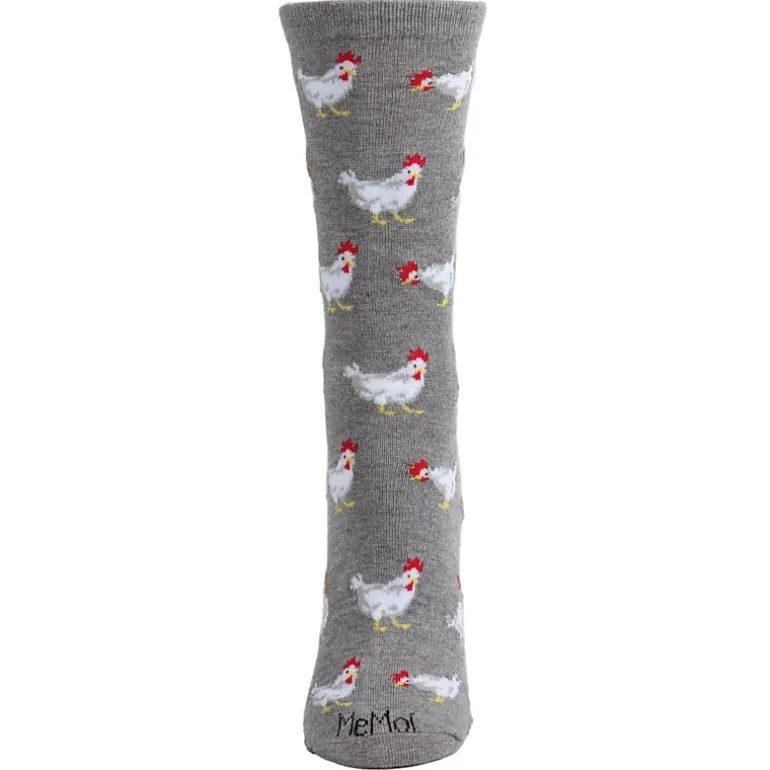 MeMoi Chickens Bamboo Blend Crew Socks