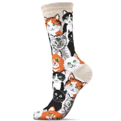 MeMoi Multi Cat Club Bamboo Blend Crew Socks
