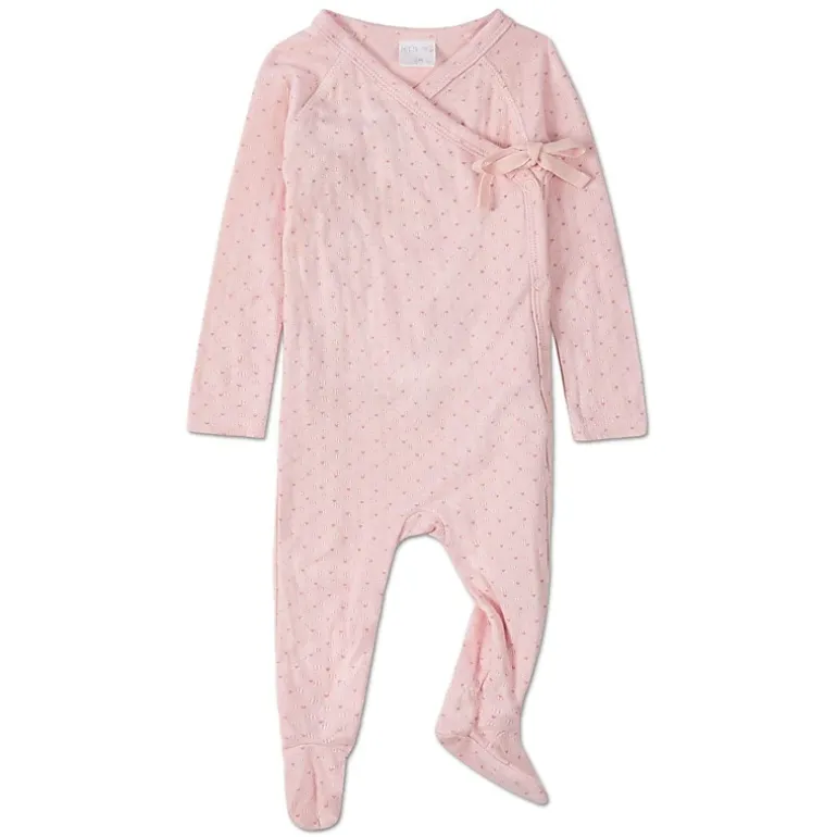 MeMoi 3 Piece Baby Girls "Little Hearts" Pointelle Rayon Blend Footie Set