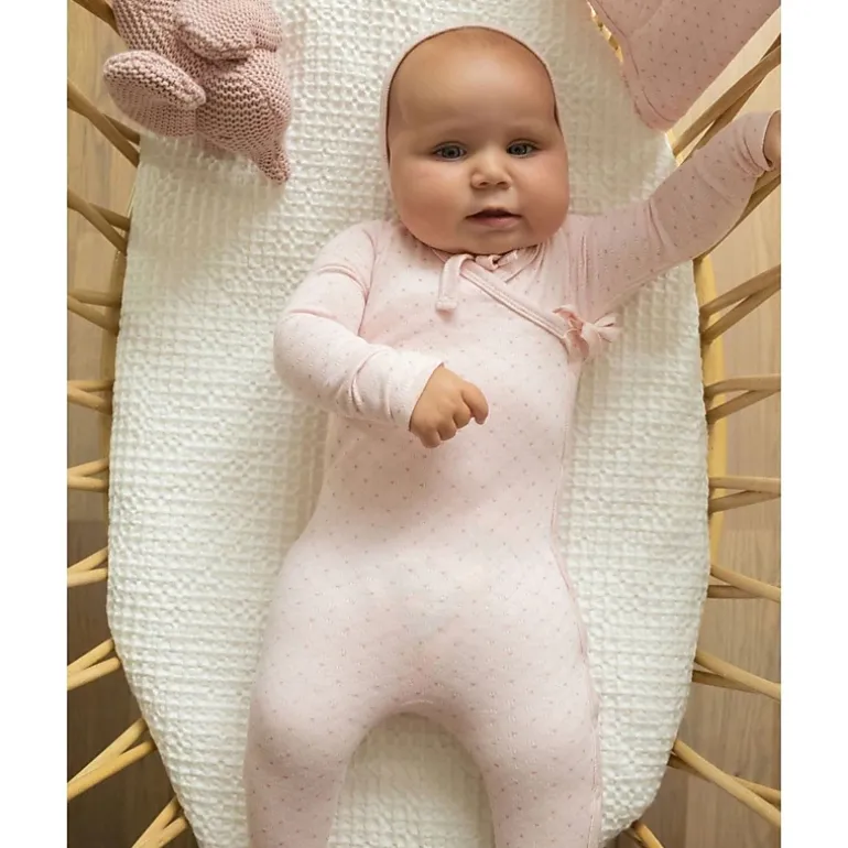 MeMoi 3 Piece Baby Girls "Little Hearts" Pointelle Rayon Blend Footie Set
