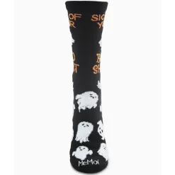 MeMoi Sick of Your Boo Sheet Ghostly Crew Socks