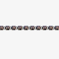 Mens Black Agate Stainless Steel Beaded Bracelet