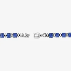 Mens Black Agate Stainless Steel Beaded Bracelet
