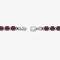 Mens Black Agate Stainless Steel Beaded Bracelet