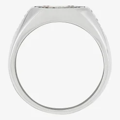 Mens Black Cubic Zirconia Sterling Silver Diamond Fashion Ring
