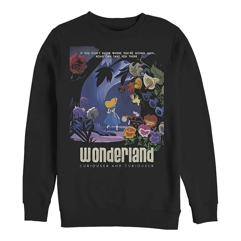 Mens Crew Neck Long Sleeve Alice in Wonderland Sweatshirt