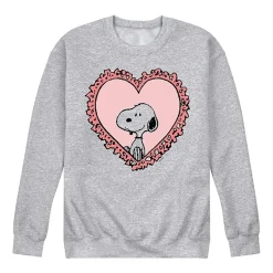 Mens Crew Neck Long Sleeve Peanuts Valentine's Day Sweatshirt