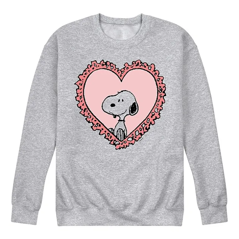 Mens Crew Neck Long Sleeve Peanuts Valentine's Day Sweatshirt