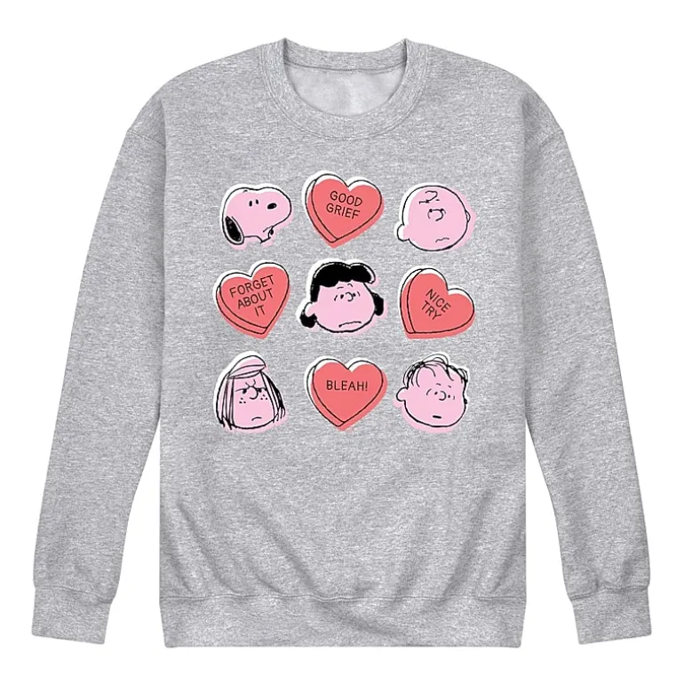 Mens Crew Neck Long Sleeve Peanuts Valentine's Day Sweatshirt