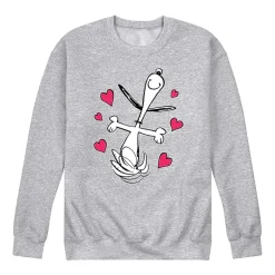 Mens Crew Neck Long Sleeve Peanuts Valentine's Day Sweatshirt