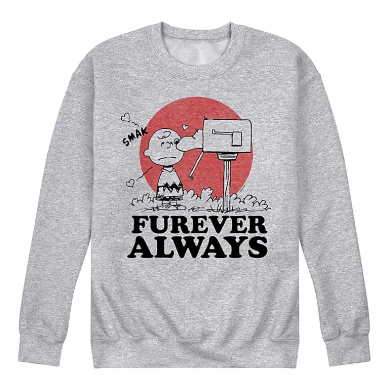 Mens Crew Neck Long Sleeve Peanuts Valentine's Day Sweatshirt