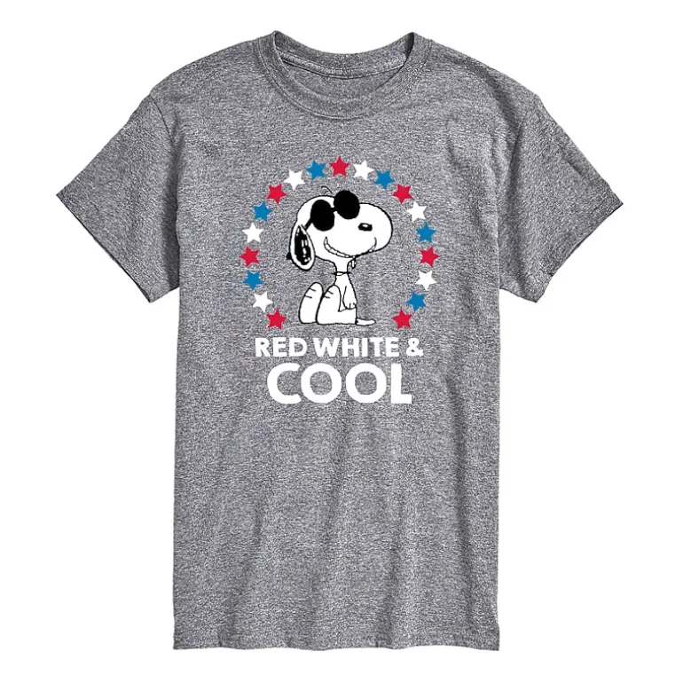Mens Crew Neck Short Sleeve Classic Fit Peanuts Snoopy Big and Tall Graphic T-Shirt