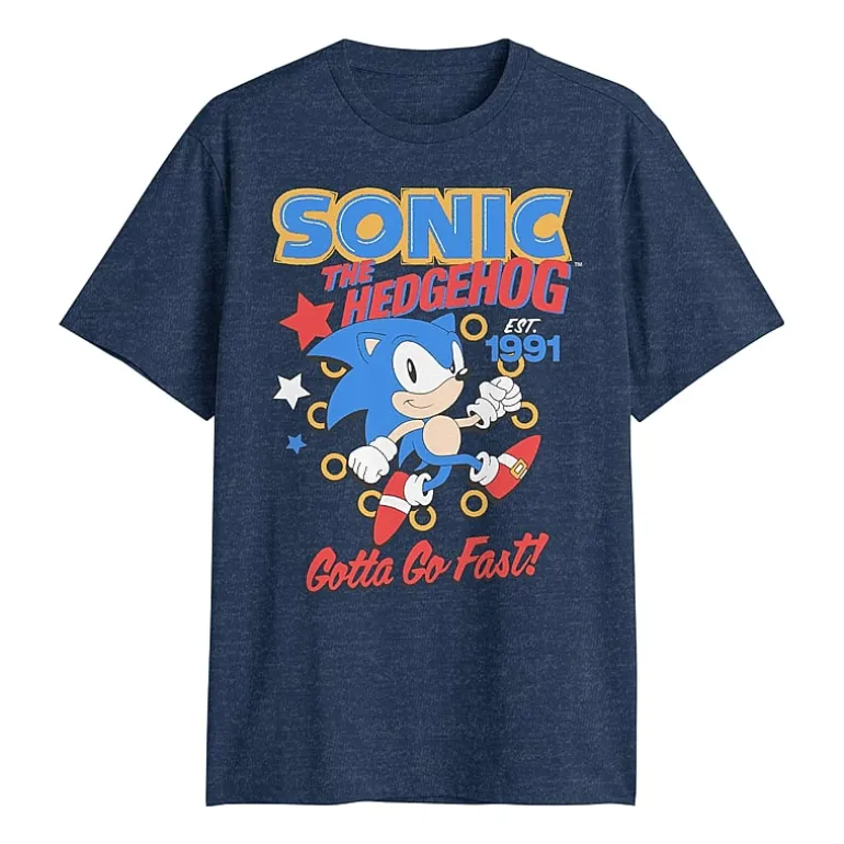 Mens Crew Neck Short Sleeve Classic Fit Sonic the Hedgehog Big and Tall Graphic T-Shirt