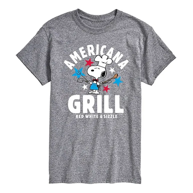 Mens Crew Neck Short Sleeve Classic Fit Peanuts Snoopy Big and Tall Graphic T-Shirt