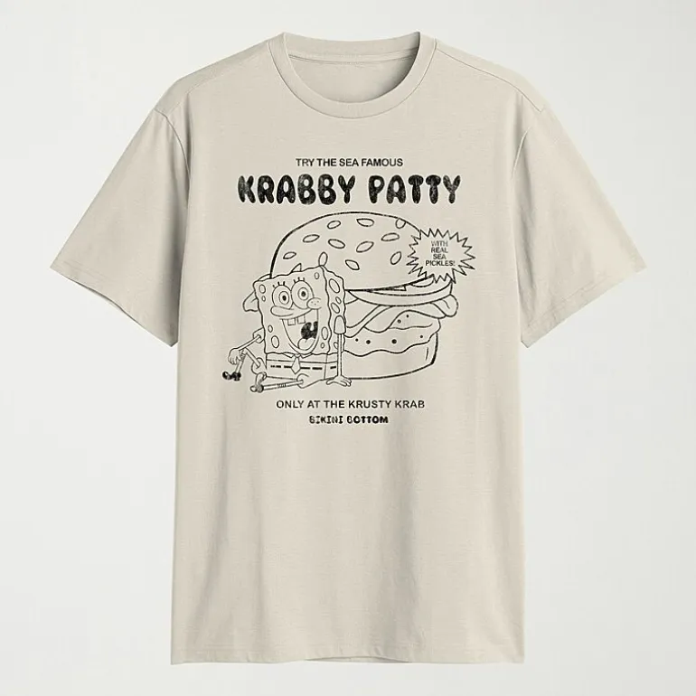 Mens Crew Neck Short Sleeve Classic Fit Spongebob Big and Tall Graphic T-Shirt
