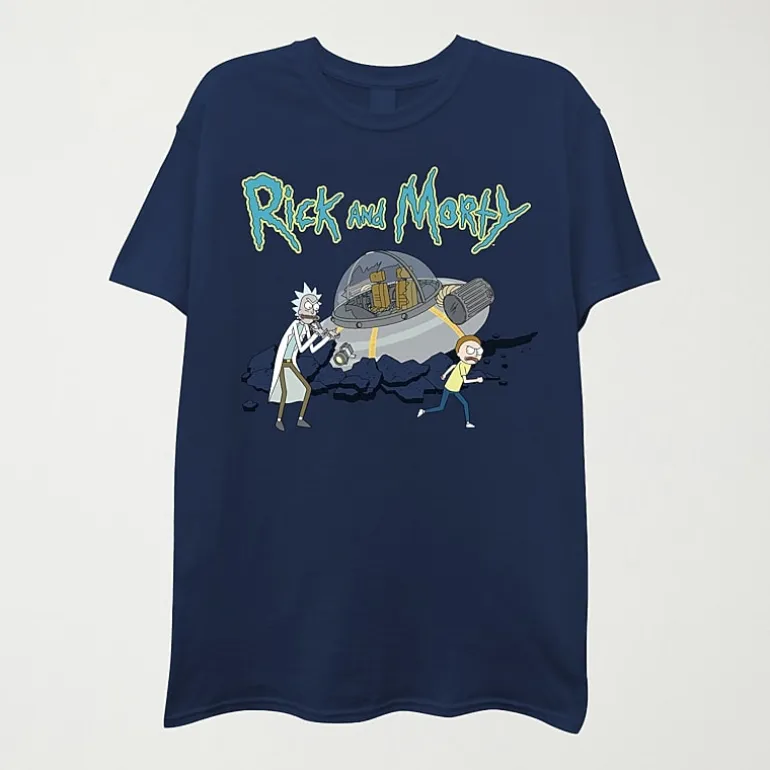 Mens Crew Neck Short Sleeve Regular Fit Rick and Morty Graphic T-Shirt