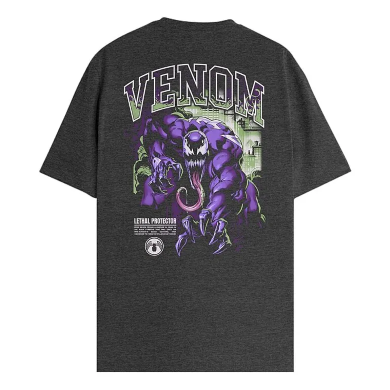 Mens Crew Neck Short Sleeve Regular Fit Spiderman Venom Graphic T-Shirt