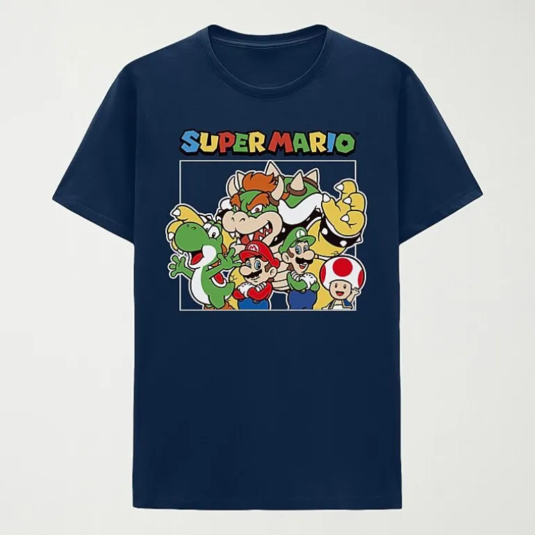 Mens Crew Neck Short Sleeve Regular Fit Super Mario Graphic T-Shirt