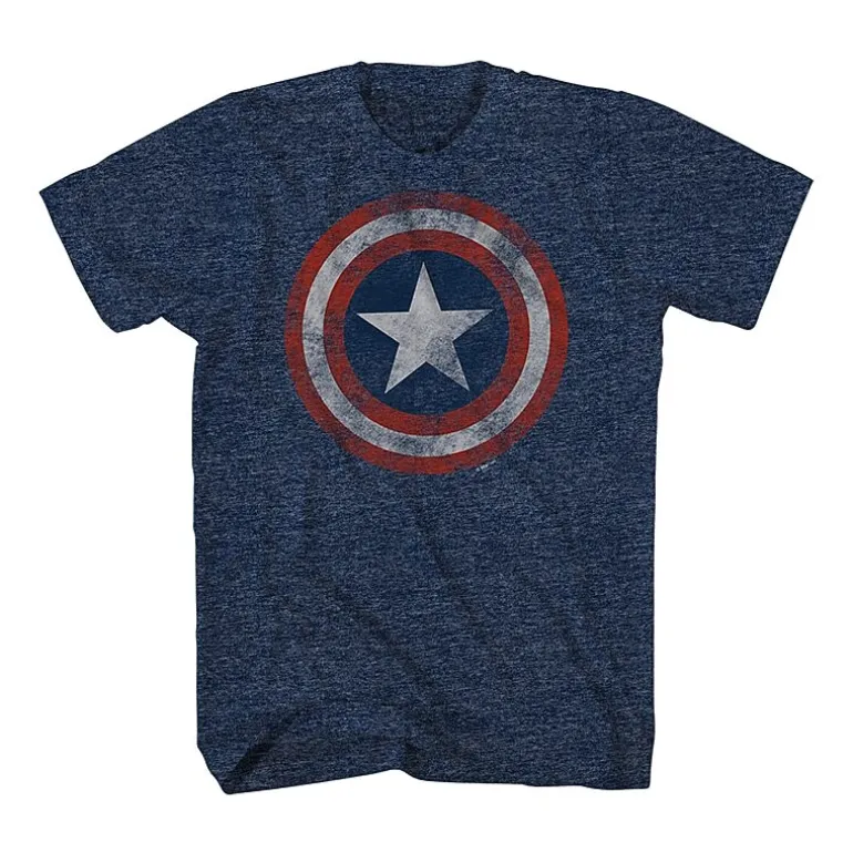Mens Crew Neck Short Sleeve Regular Fit Captain America Big and Tall Graphic T-Shirt