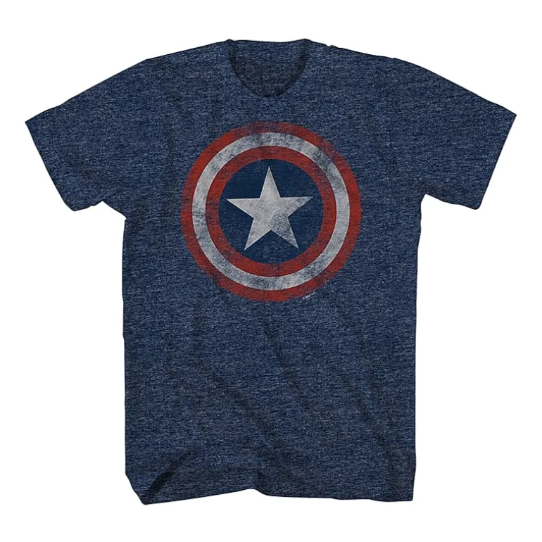 Mens Crew Neck Short Sleeve Regular Fit Captain America Big and Tall Graphic T-Shirt