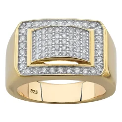 Mens 1 1/10 CT. T.W.  Cubic Zirconia 18K Gold Over Silver Fashion Ring