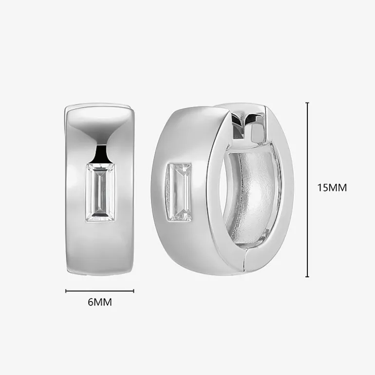 Mens 5/8 CT. T.W. Cubic Zirconia Sterling Silver 15.1mm Hoop Earrings
