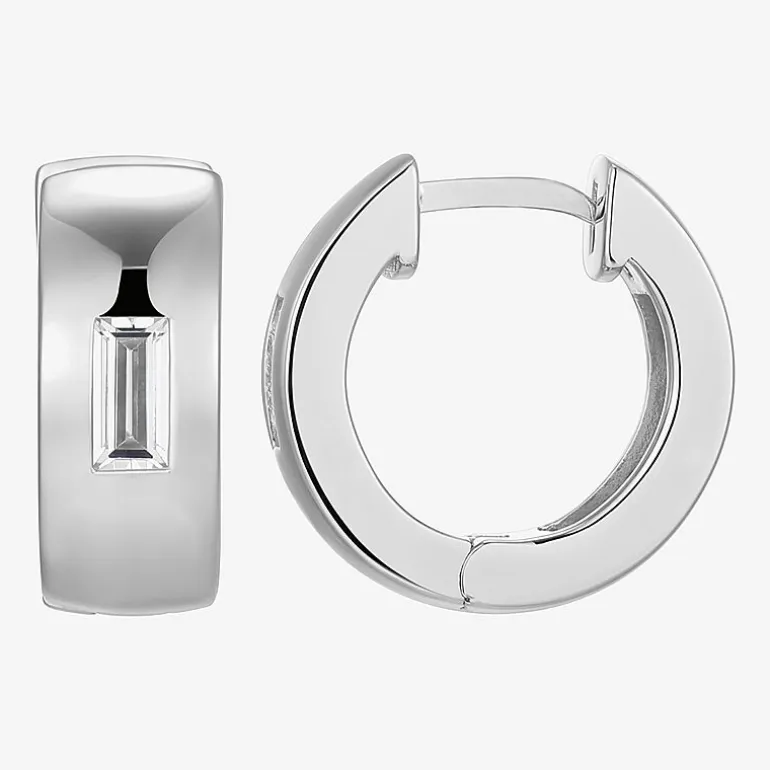 Mens 5/8 CT. T.W. Cubic Zirconia Sterling Silver 15.1mm Hoop Earrings