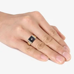 Mens 1/10 CT. T.W. Genuine Black Onyx 18K Gold Over Silver Fashion Ring