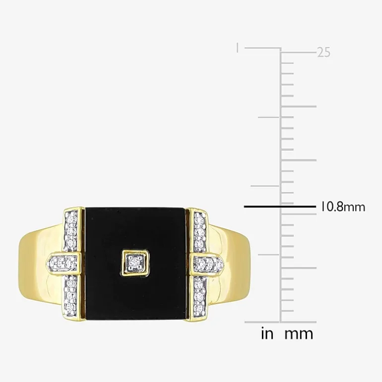 Mens 1/10 CT. T.W. Genuine Black Onyx 18K Gold Over Silver Fashion Ring