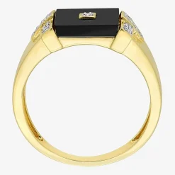 Mens 1/10 CT. T.W. Genuine Black Onyx 18K Gold Over Silver Fashion Ring