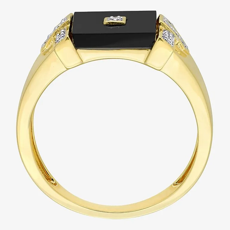 Mens 1/10 CT. T.W. Genuine Black Onyx 18K Gold Over Silver Fashion Ring