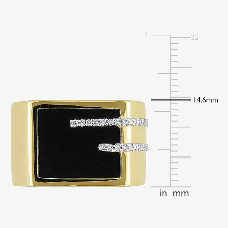 Mens 1/6 CT. T.W. Genuine Black Onyx 18K Gold Over Silver Fashion Ring