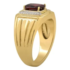 Mens 1/10 CT. T.W. Genuine Red Garnet 14K Gold Over Silver Fashion Ring