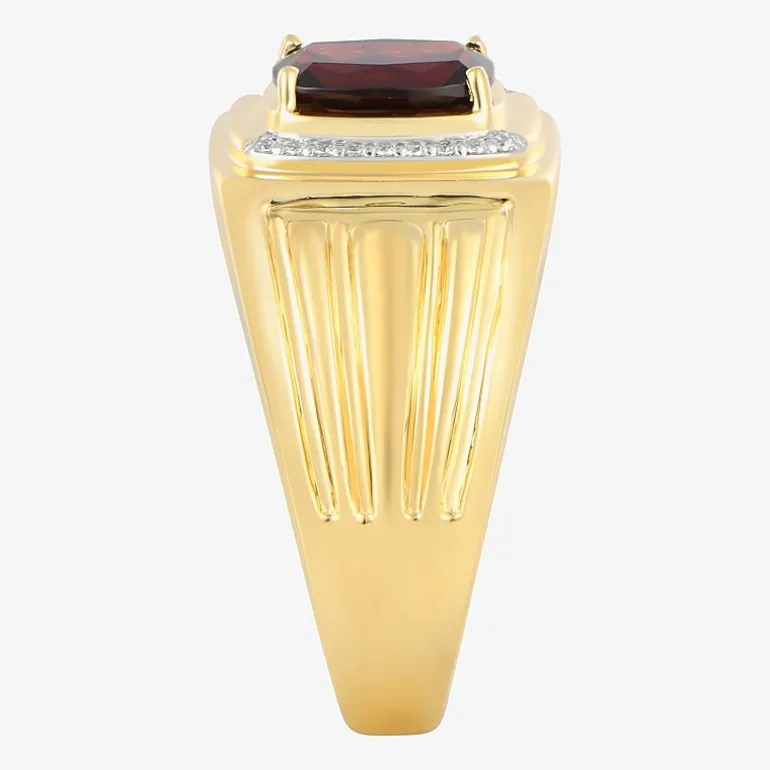 Mens 1/10 CT. T.W. Genuine Red Garnet 14K Gold Over Silver Fashion Ring