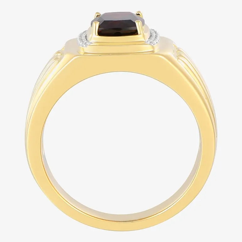Mens 1/10 CT. T.W. Genuine Red Garnet 14K Gold Over Silver Fashion Ring