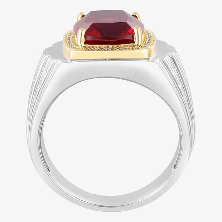 Mens 1/6 CT. T.W. Lab Created Red Ruby Sterling Silver Fashion Ring