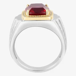 Mens 1/6 CT. T.W. Lab Created Red Ruby Sterling Silver Fashion Ring