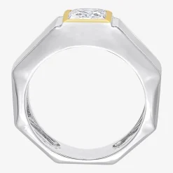 Mens 1 1/5 CT. T.W. Lab Created White Moissanite 18K Two Tone Gold Over Silver Fashion Ring