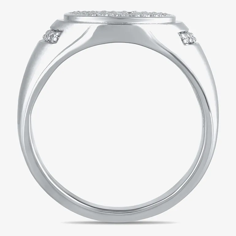 Mens 1/2 CT. T.W. Lab Grown White Diamond Sterling Silver Oval Cluster Fashion Ring