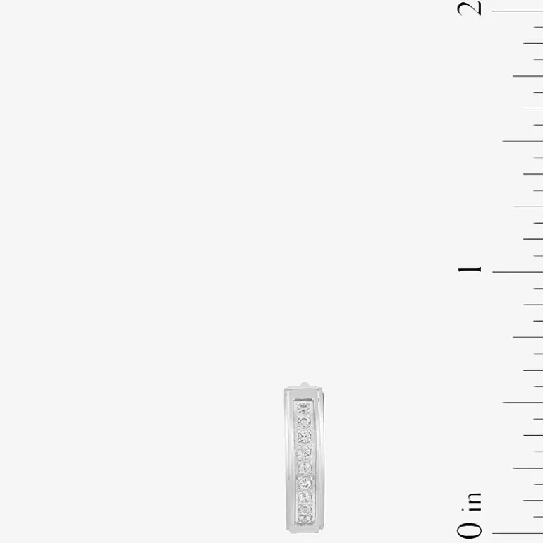 Mens 1/8 CT. T.W. Natural Black Diamond Stainless Steel 4mm Hoop Earrings