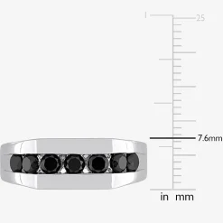 Mens 1 CT. T.W. Natural Black Diamond Sterling Silver Fashion Ring