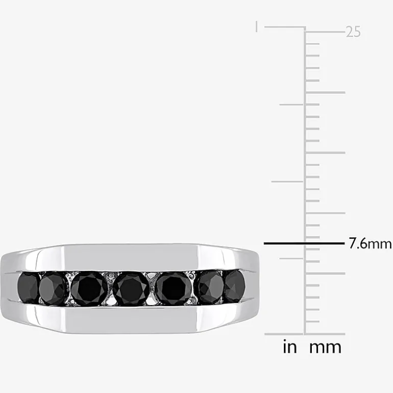 Mens 1 CT. T.W. Natural Black Diamond Sterling Silver Fashion Ring