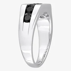 Mens 1 CT. T.W. Natural Black Diamond Sterling Silver Fashion Ring