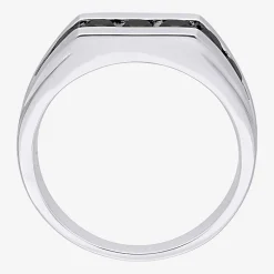 Mens 1 CT. T.W. Natural Black Diamond Sterling Silver Fashion Ring
